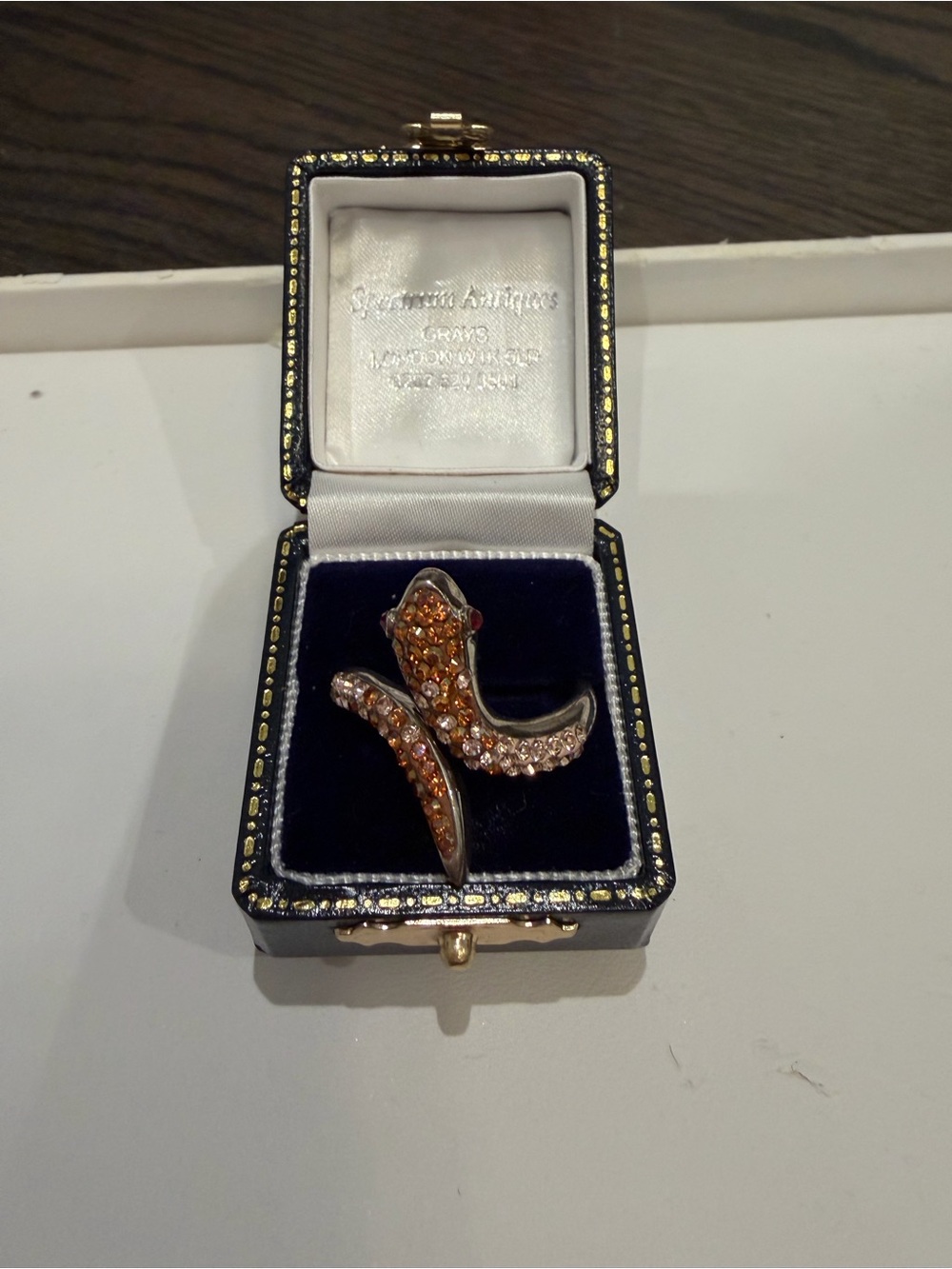 Gold-Tone Orange Crystal Snake Ring - Women Jewelry